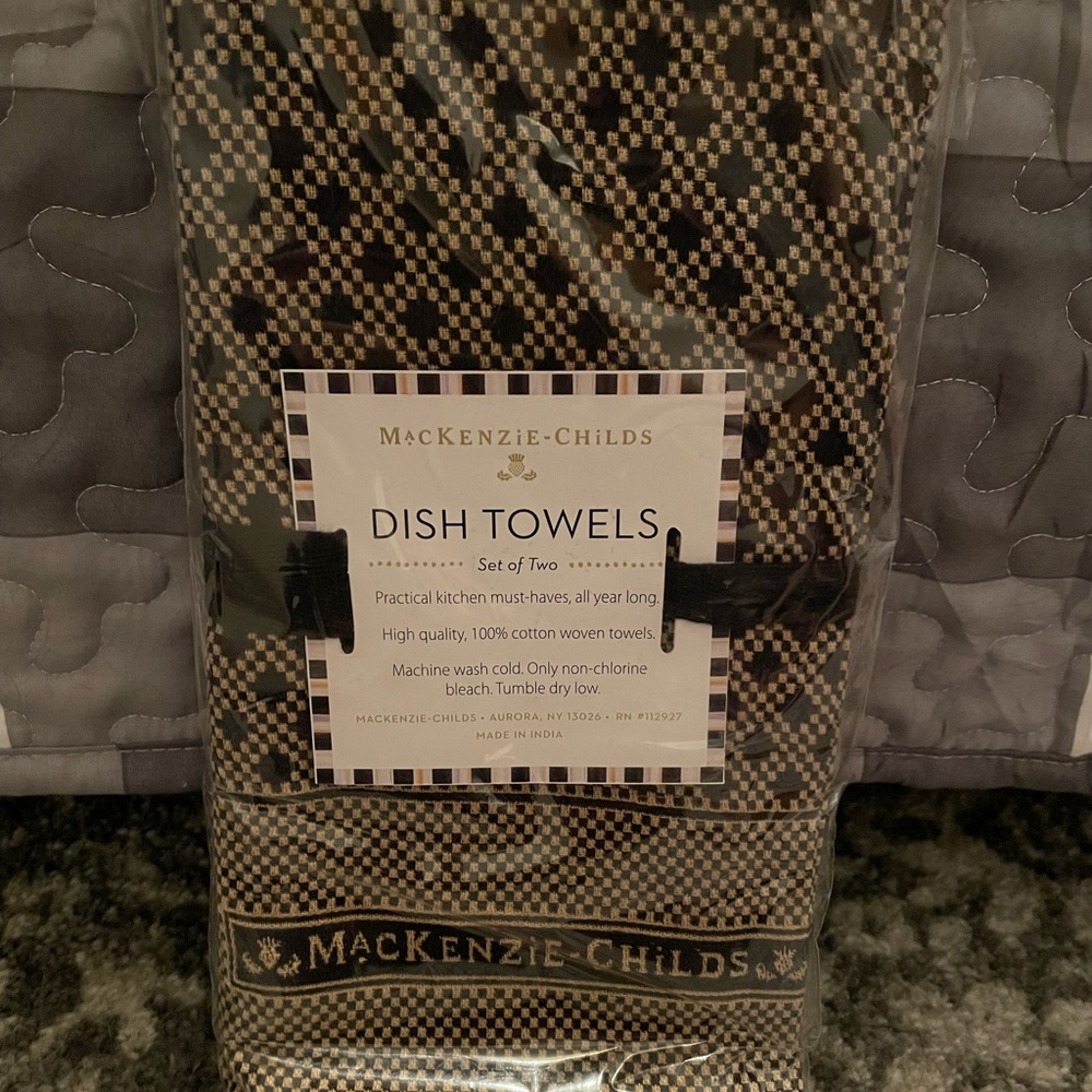 Mackenzie Childs Dinner is Served Dish Towels set of 2